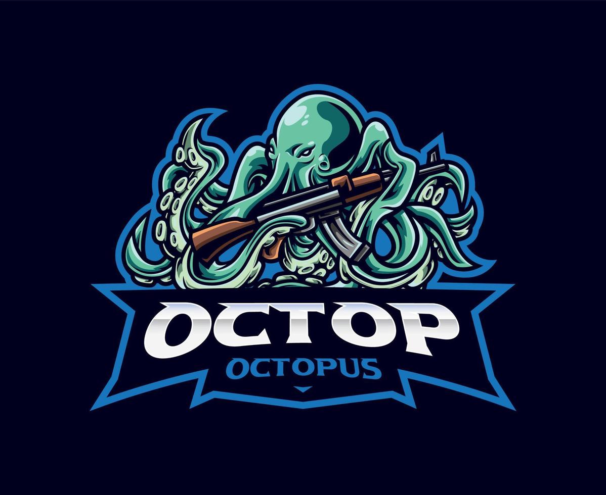 Oktopus-Maskottchen-Logo-Design vektor