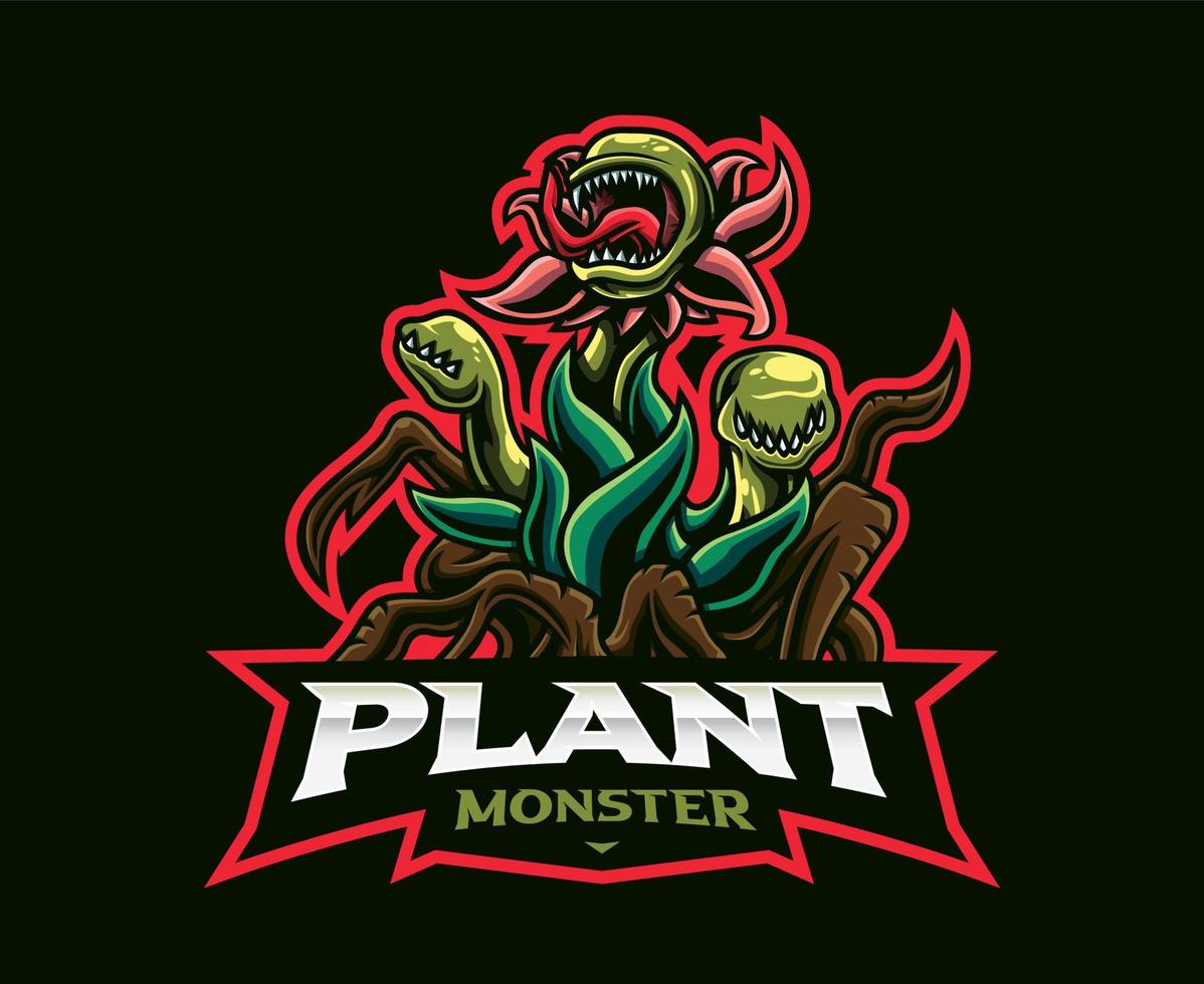 monster plant maskot logotyp design vektor