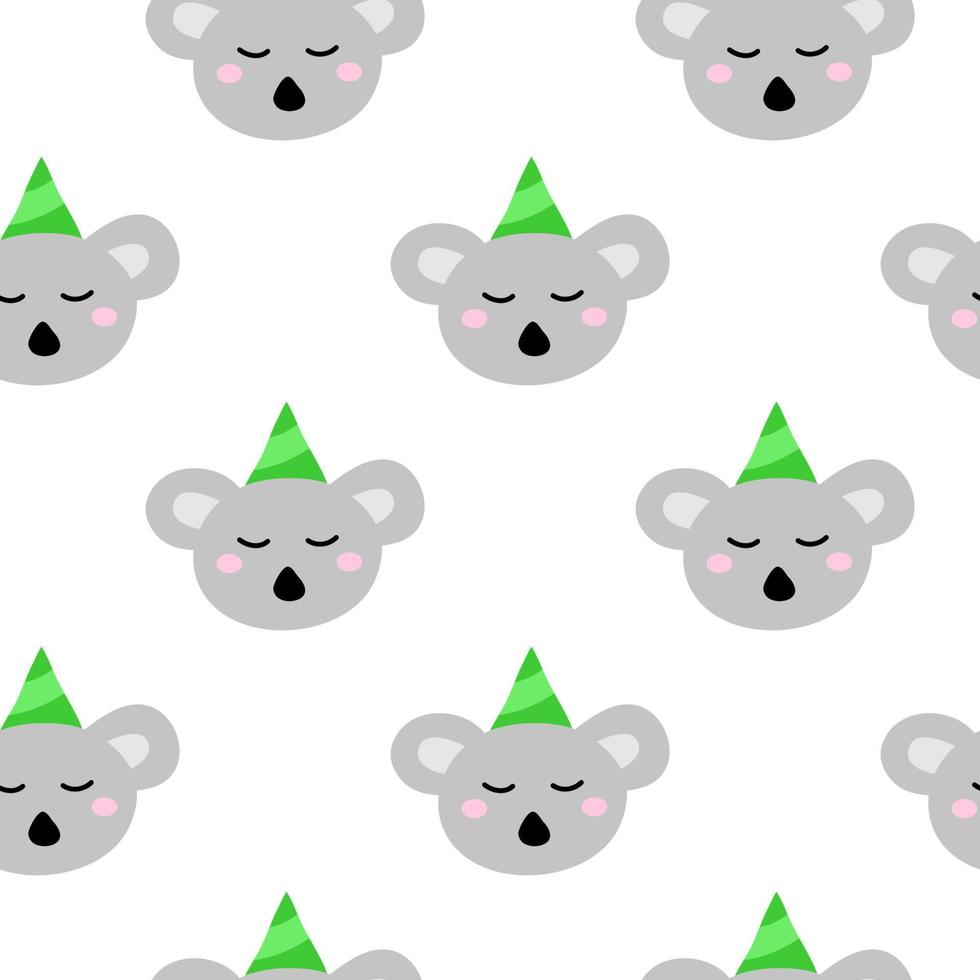 seamless mönster med doodle färgglada koala ansikten. vektor