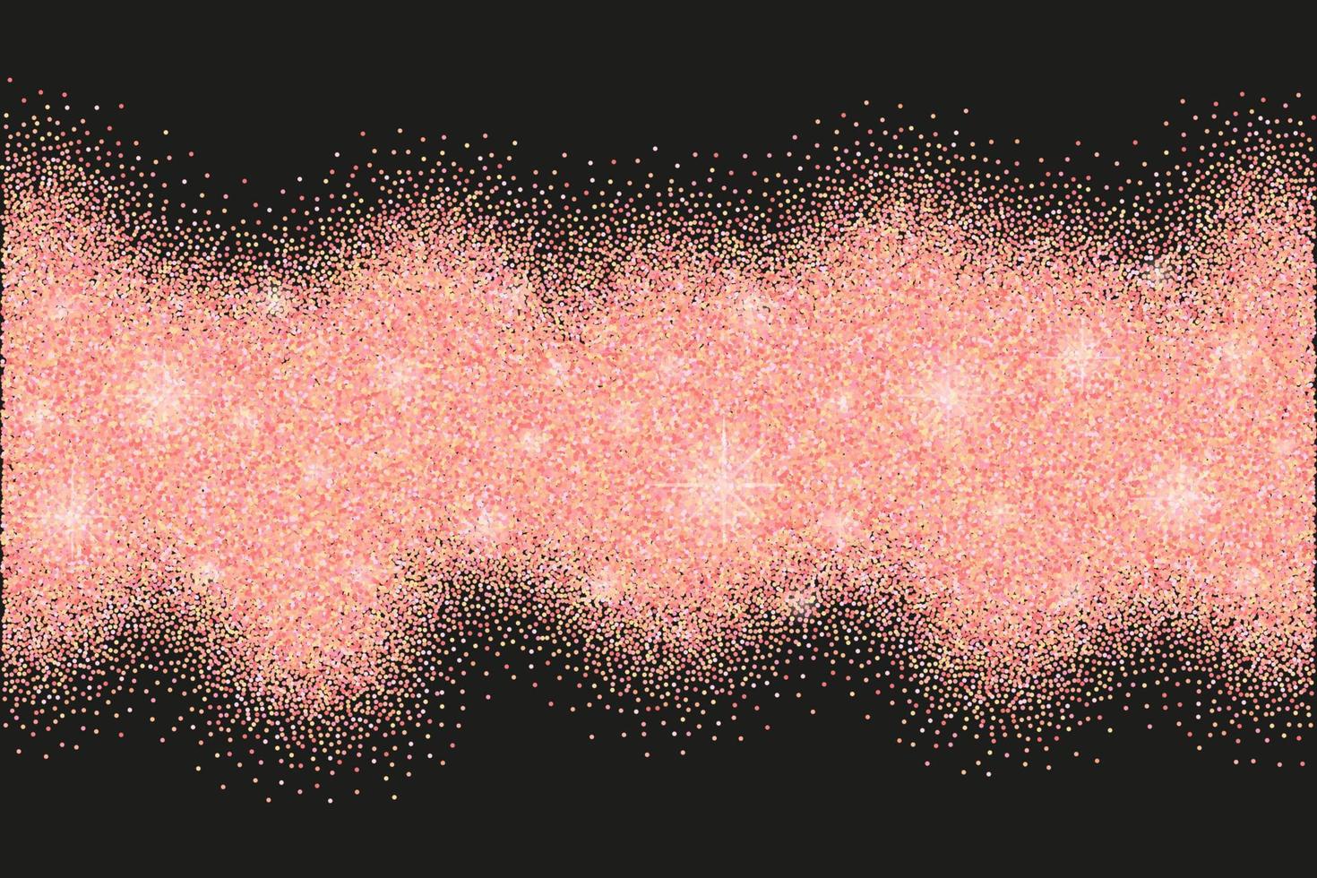 svart horisontell bakgrund med rosa guld glitter gnistrar eller konfetti och utrymme för text. vektor