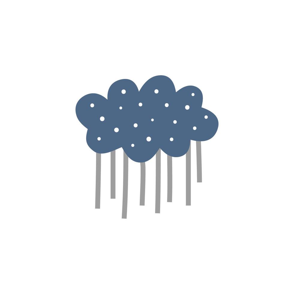 niedliche skandinavische regnerische wolke für kinderzimmerposter, kinderkunst, boho-karten, babyparty, textil isoliert auf weißem hintergrund. vektor