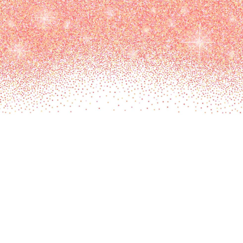 Weißer Hintergrund mit roségoldenem Glitzerfunkeln oder Konfetti und Platz für Text. vektor