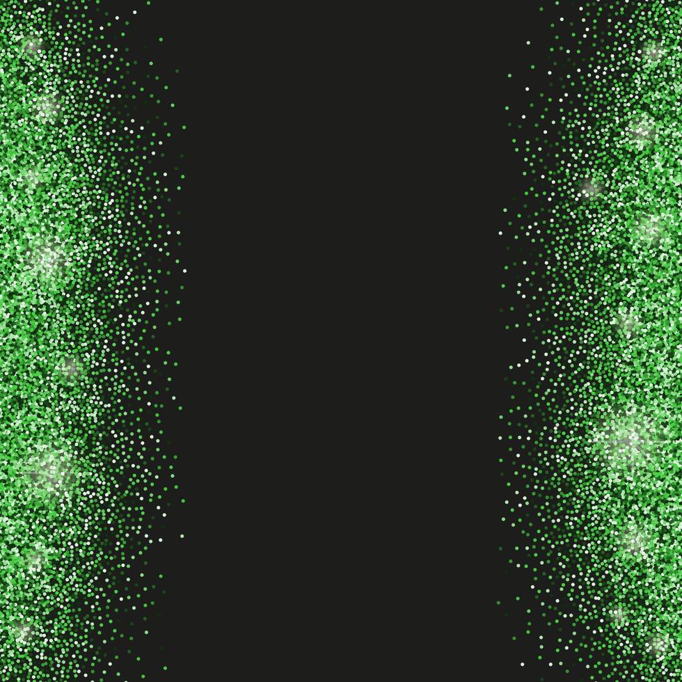 schwarzer hintergrund mit smaragdgrünen glitzern oder konfetti und platz für text. vektor