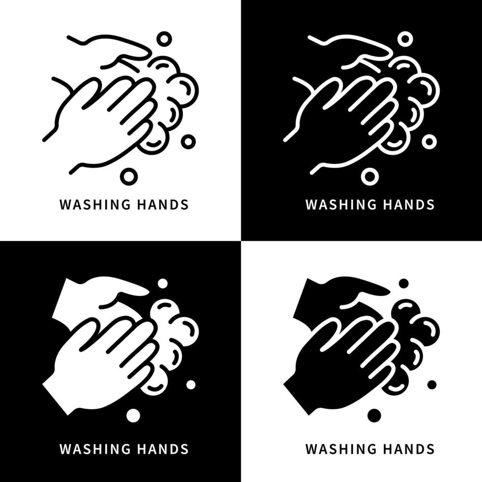 Symbolbild zur Vorbeugung von Virusinfektionen. Waschen der Hand-Silhouette-Logo. saubere Hand infographic Design-Vektorikonen eingestellt vektor