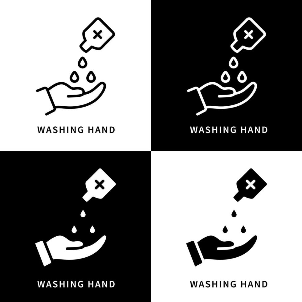 tvätta händerna med tvål ikon symbol illustration. logotyp för förebyggande av virusinfektion. hand gest infographic design vektor ikoner set