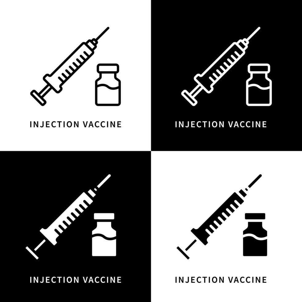 injektion vaccin ikon symbol illustration. spruta läkemedel medicinsk logotyp. medicin och sjukvård design vektor ikoner set