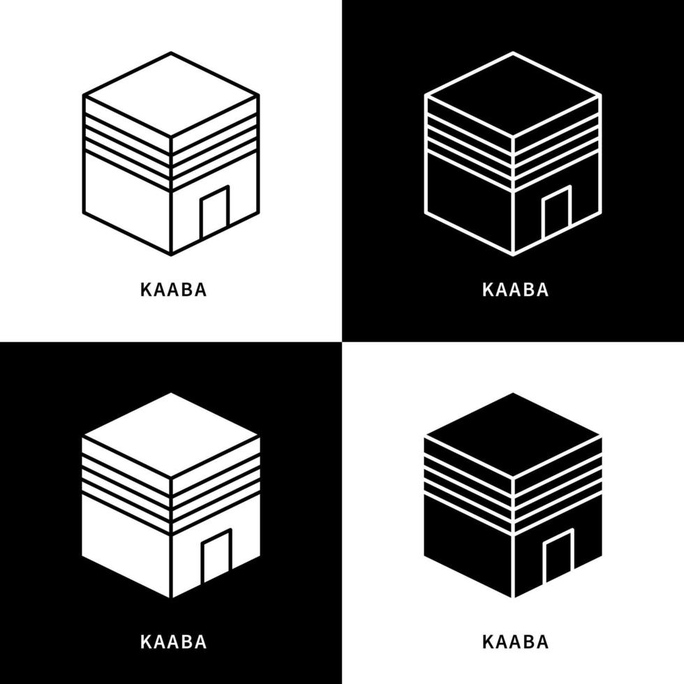 Kaaba im Mekka-Symbol-Logo. Pilgerfahrt Hajj Haram Moschee Vektor Symbol Illustration