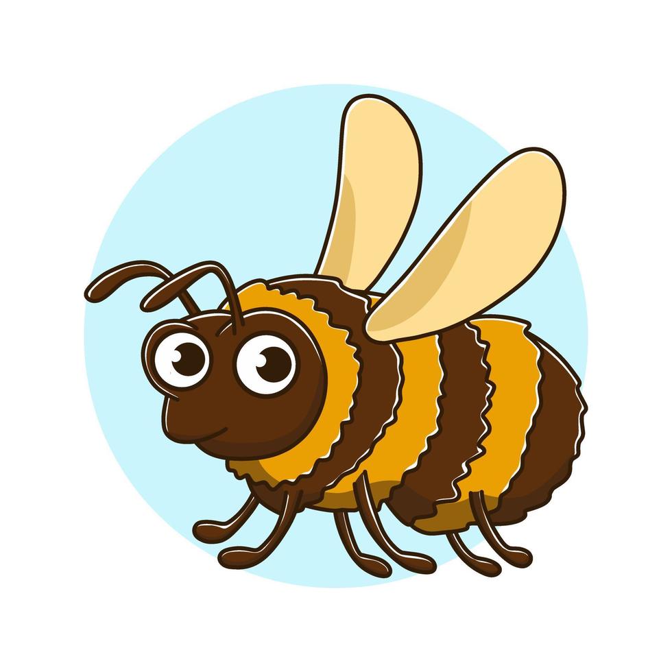 süßer charakter der honigbiene. Biene fliegende Tierkinder zeichnen Cartoon. Bienen-Insekten-Maskottchen-Vektorillustration vektor