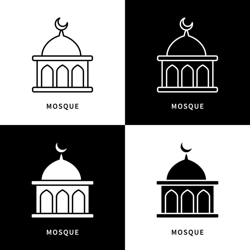 moskén ikon logotyp. religion bygga muslimska vektor symbol illustration. muslimska byggnaders logotyp