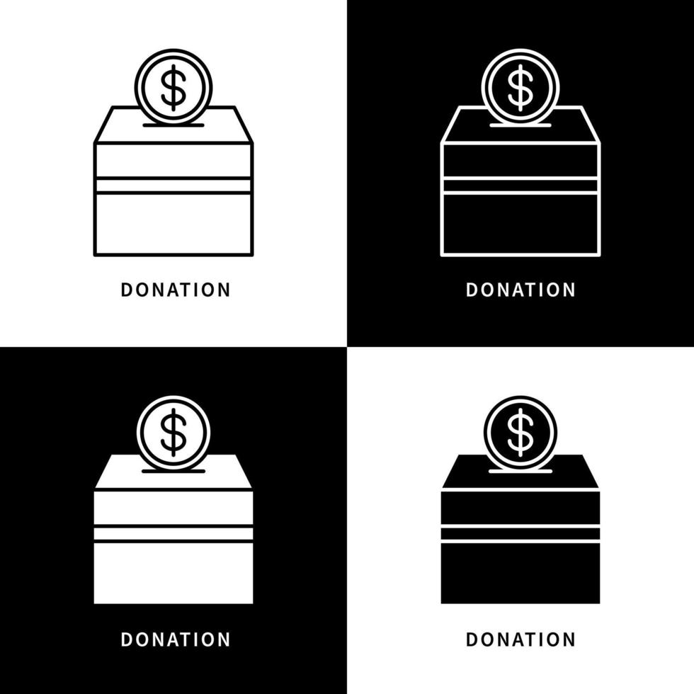 Spenden- und Wohltätigkeitssymbol-Logo. Geben Sie Geld für Spendenvektorsymbolillustration vektor