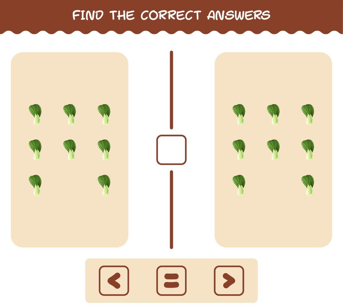 hitta rätt svar på tecknad bok choy. leta och räkna spel. pedagogiskt spel för barn och småbarn i förskoleåldern vektor