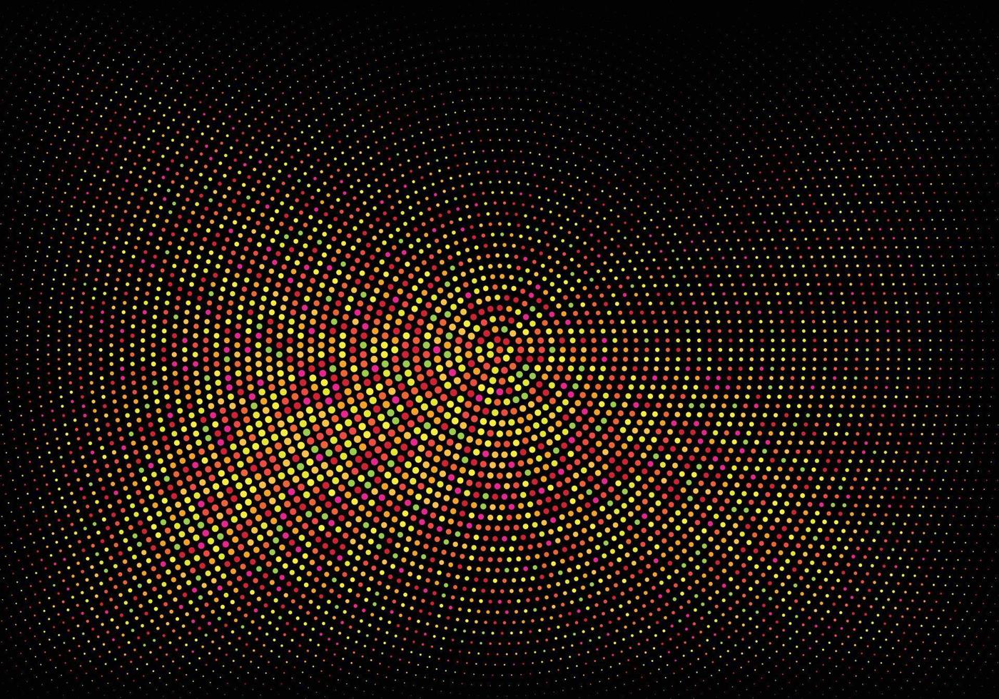 abstrakt cirkulär dekorativa färgglada prickade på svart bakgrund vektor