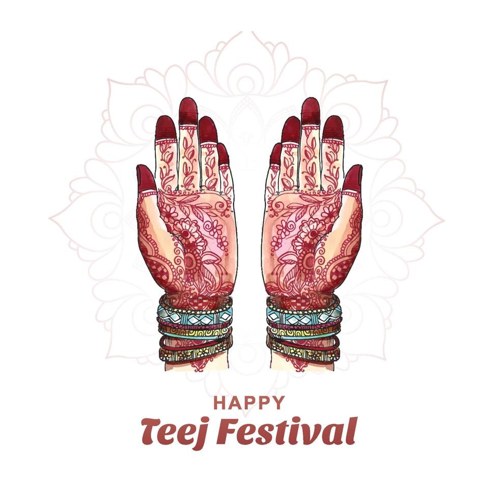 vacker hariyali teej hinduisk festival gratulationskort design vektor