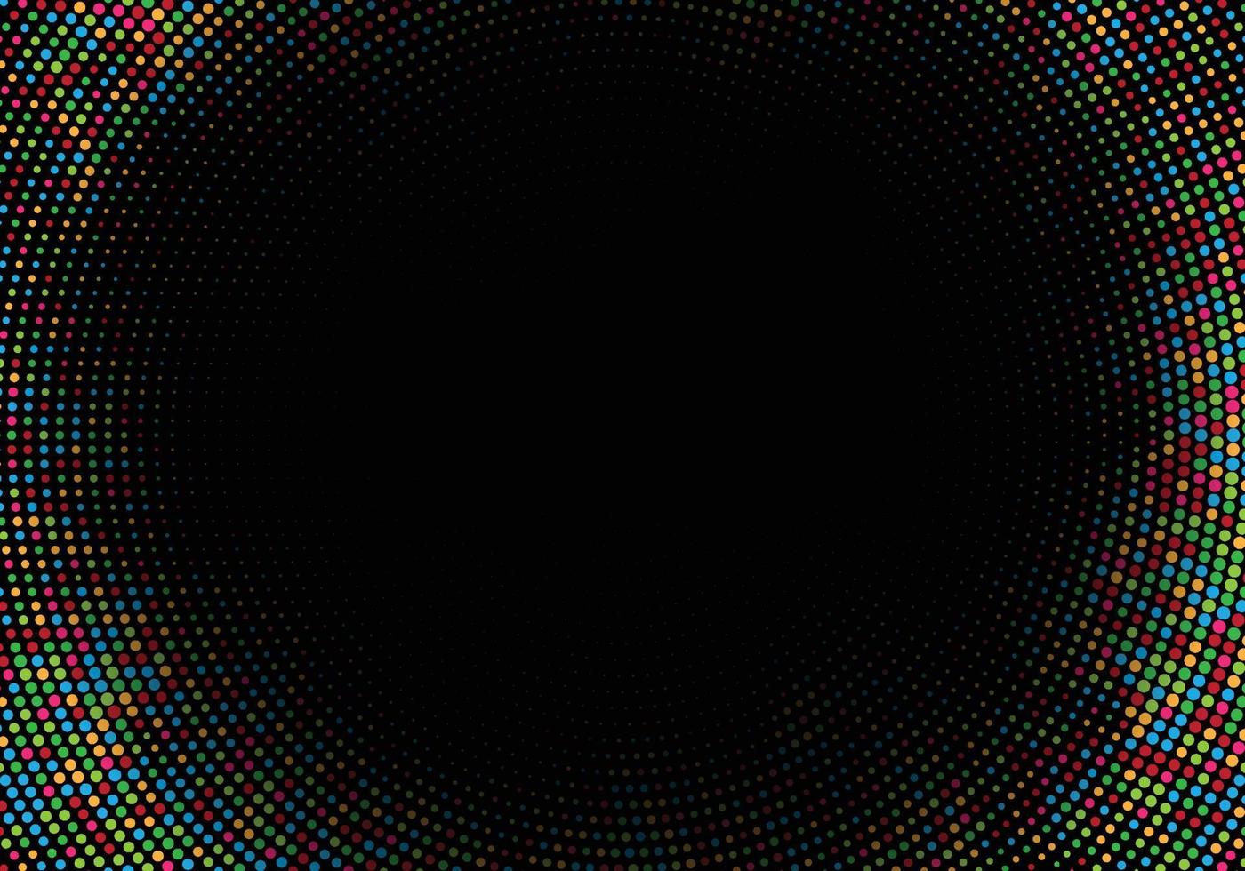 abstrakt färgglada cirkulär halvton på svart bakgrund vektor