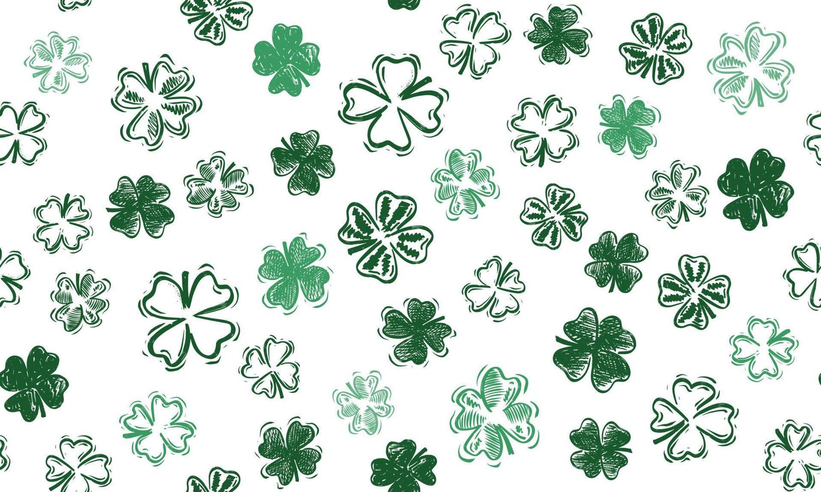 Saint Patricks Day, festlicher Hintergrund mit fliegendem Kleeblatt. vektor