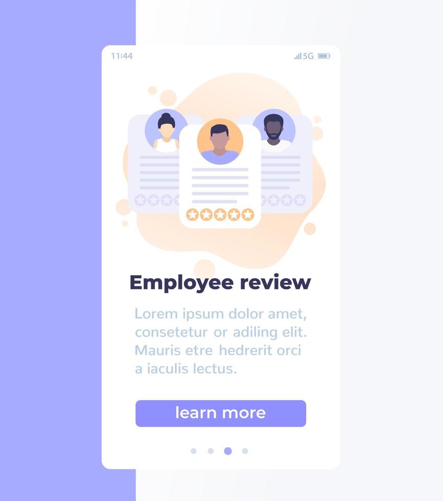 medarbetargranskning, rekrytering och hr mobil banner vektor