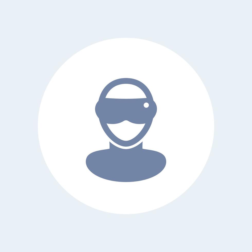 VR-Brillensymbol, Virtual-Reality-Headset-Vektorpiktogramm, Mann in Virtual-Reality-Brille isoliertes Symbol, Vektorillustration vektor