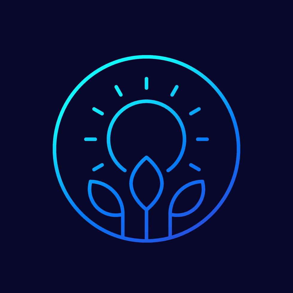 Photosynthese-Liniensymbol mit Sonne und Pflanze vektor
