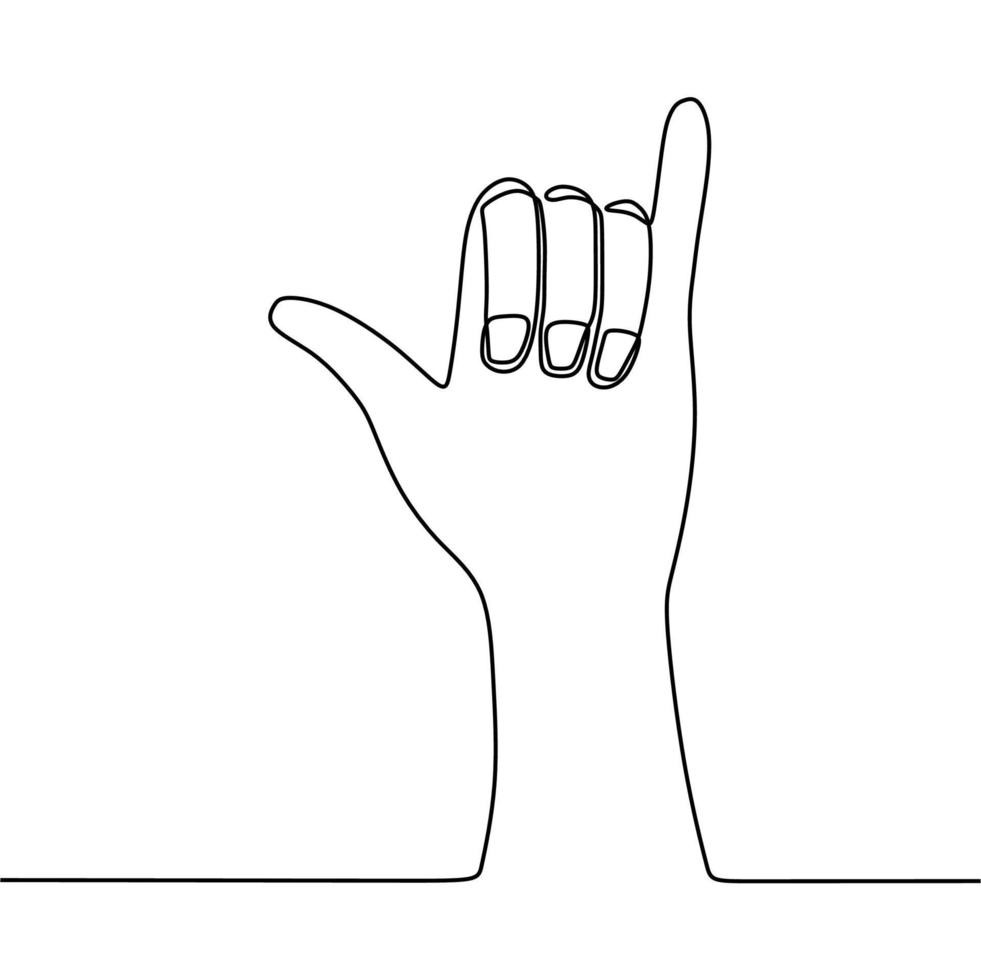 kontinuerlig linjeteckning på handgester vektor