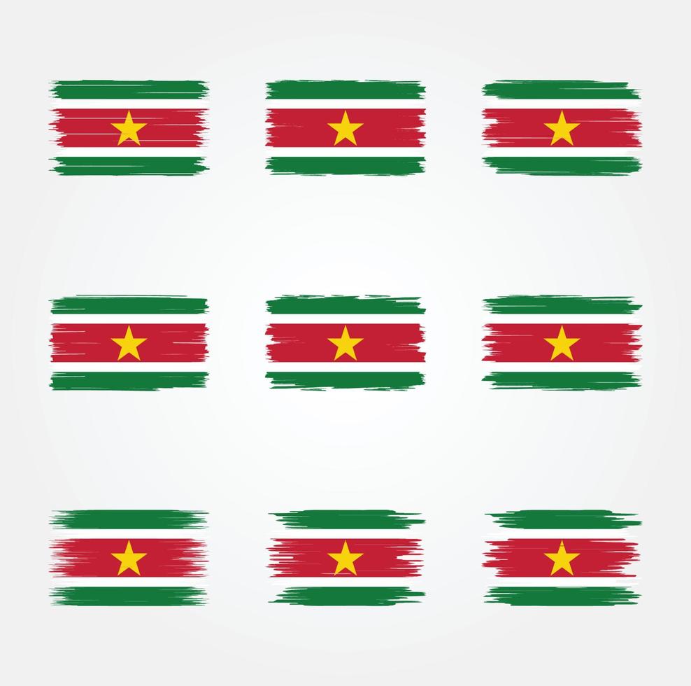 surinam flag pinselsammlung vektor