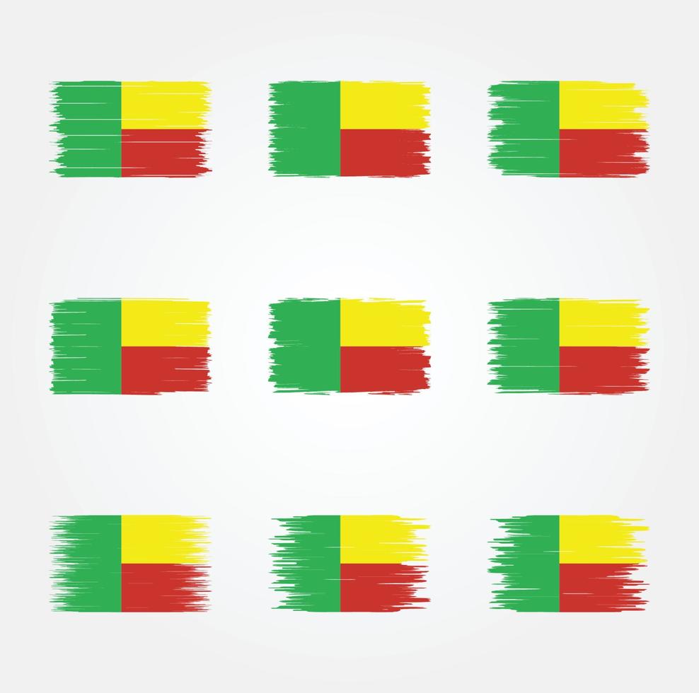 samling av benins flaggborste vektor