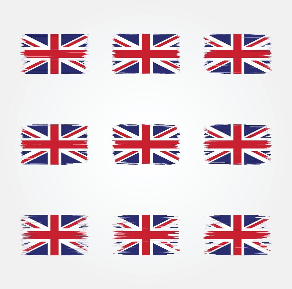Förenade kungariket flaggborste samling vektor