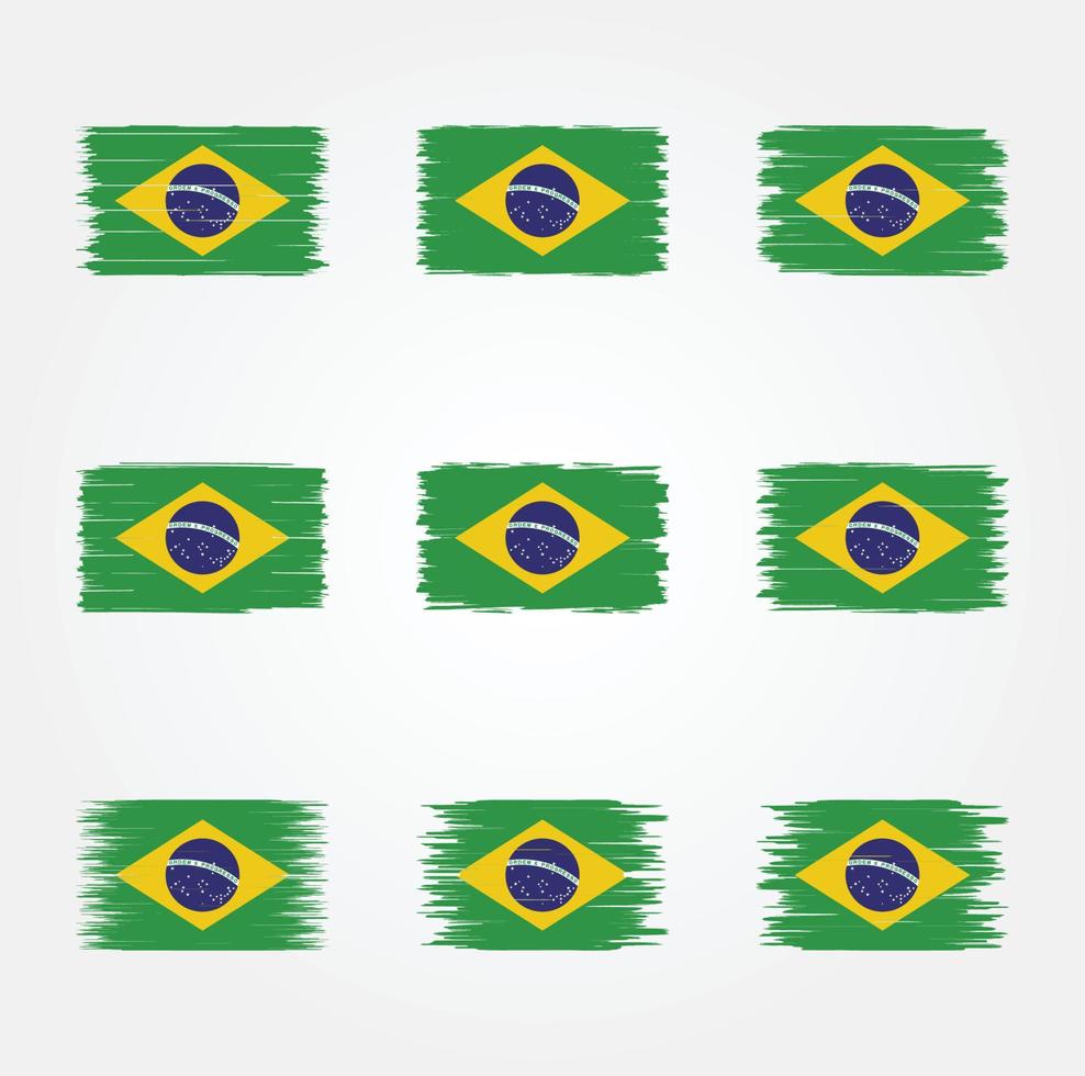 samling av borstar för Brasiliens flagga vektor