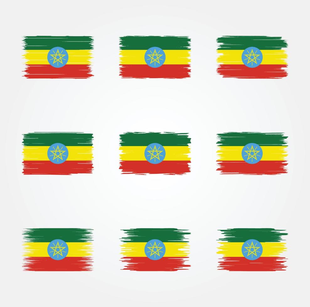 etiopiens flaggborste. National flagga vektor