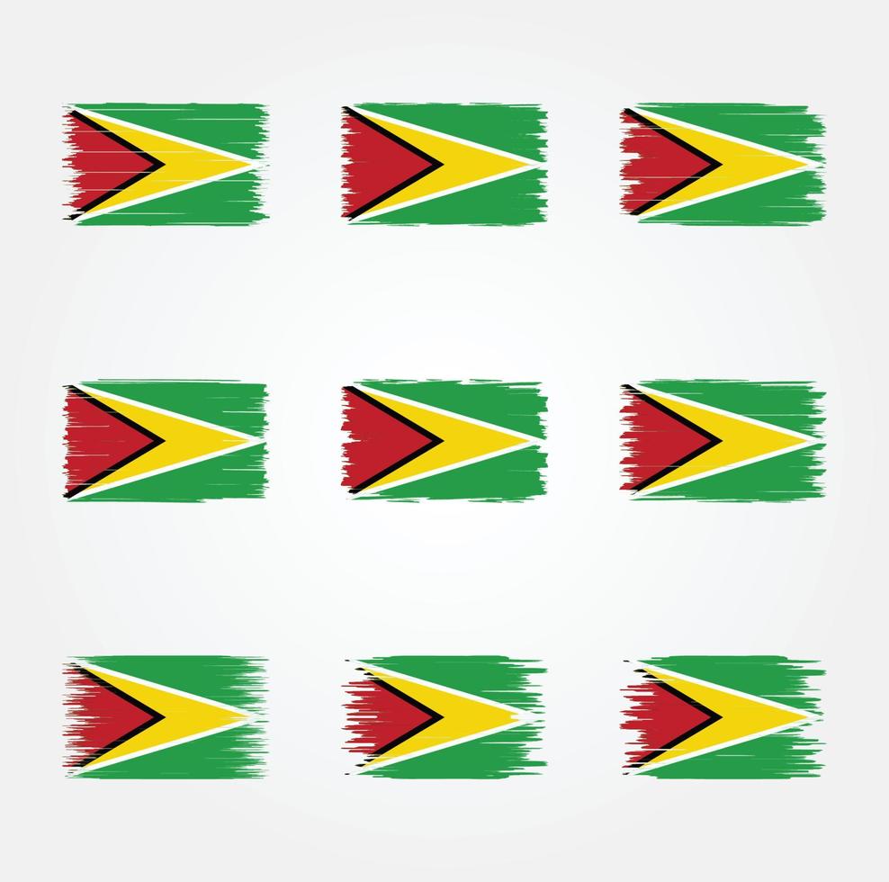 Guyana-Flaggenbürstensammlung vektor