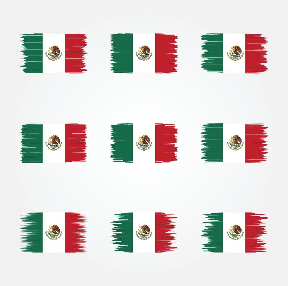 Mexikos flagga borste samling vektor