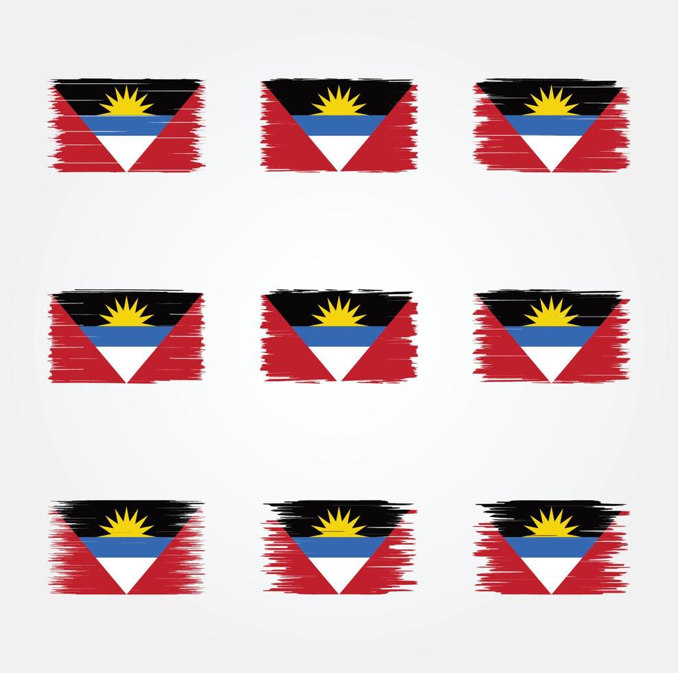 Antigua- und Barbuda-Flaggenbürstensammlung vektor