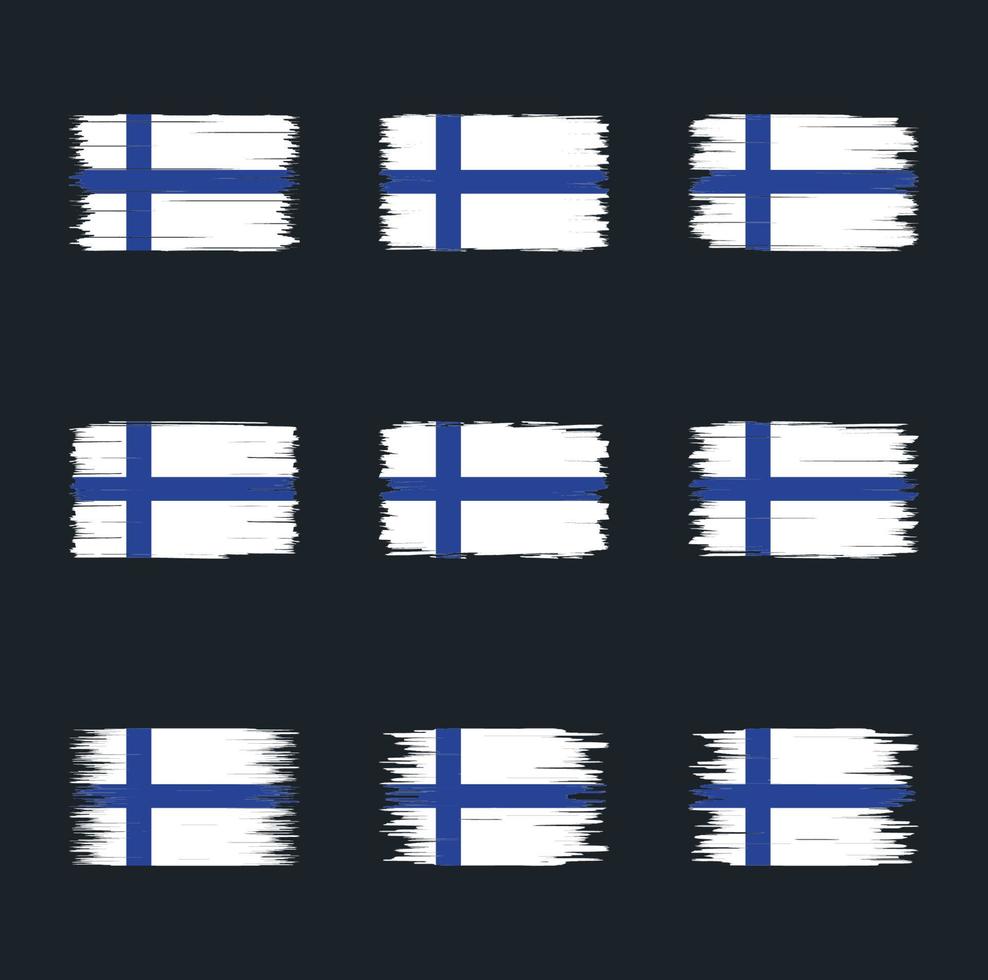 samling av finlandsflagga borstar vektor