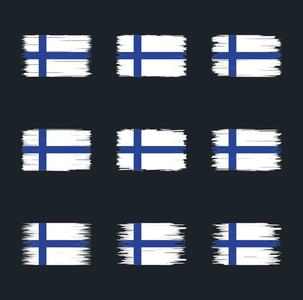 Pinselsammlung mit finnischer Flagge vektor