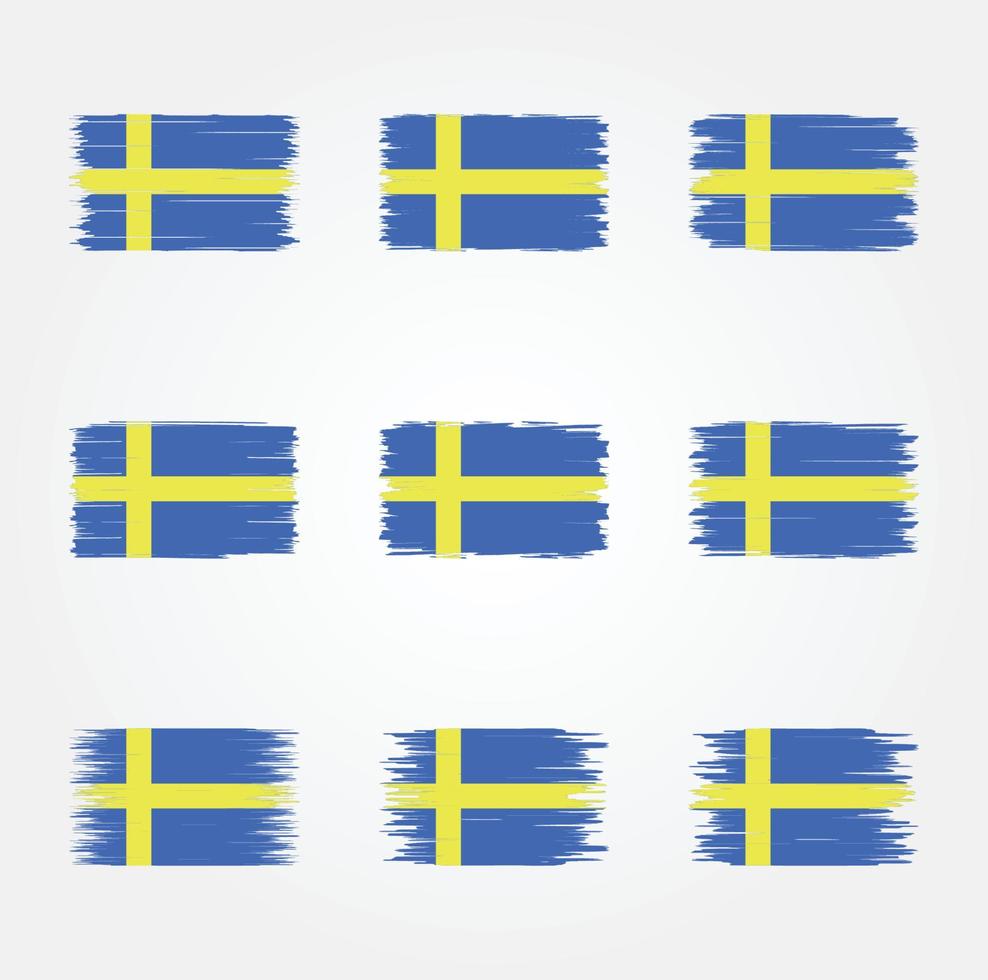 Bürstensammlung mit schwedischer Flagge vektor