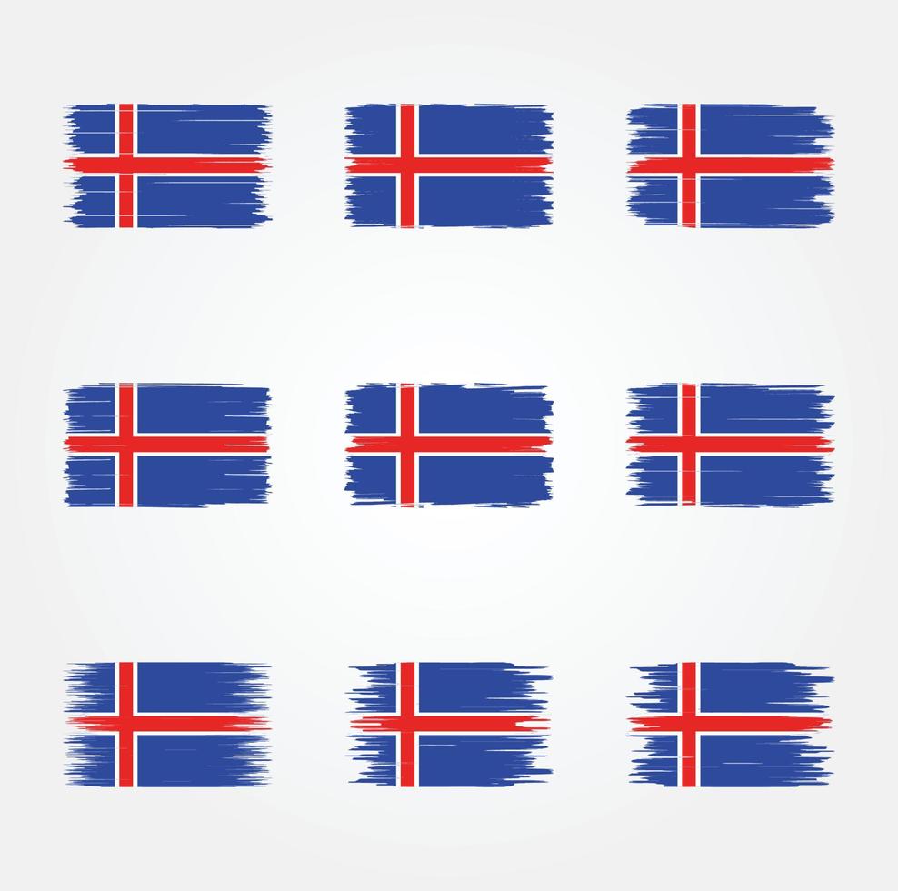 Pinselsammlung mit isländischer Flagge vektor
