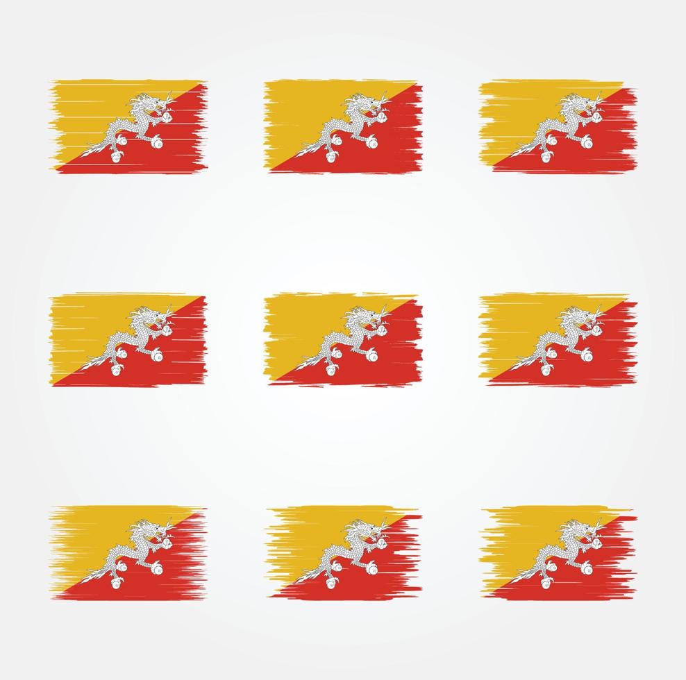 Bhutan-Flagge-Pinsel. Nationalflagge vektor