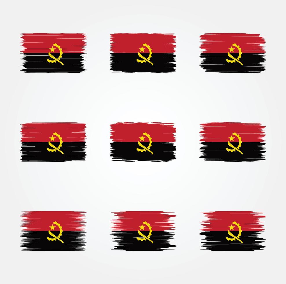 Angola-Flagge-Pinsel-Sammlung vektor