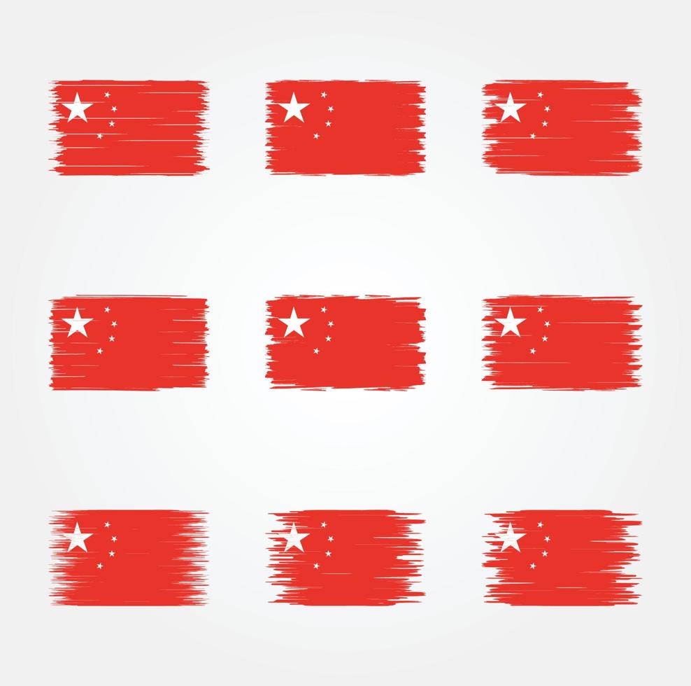 Kina flagg borste. National flagga vektor
