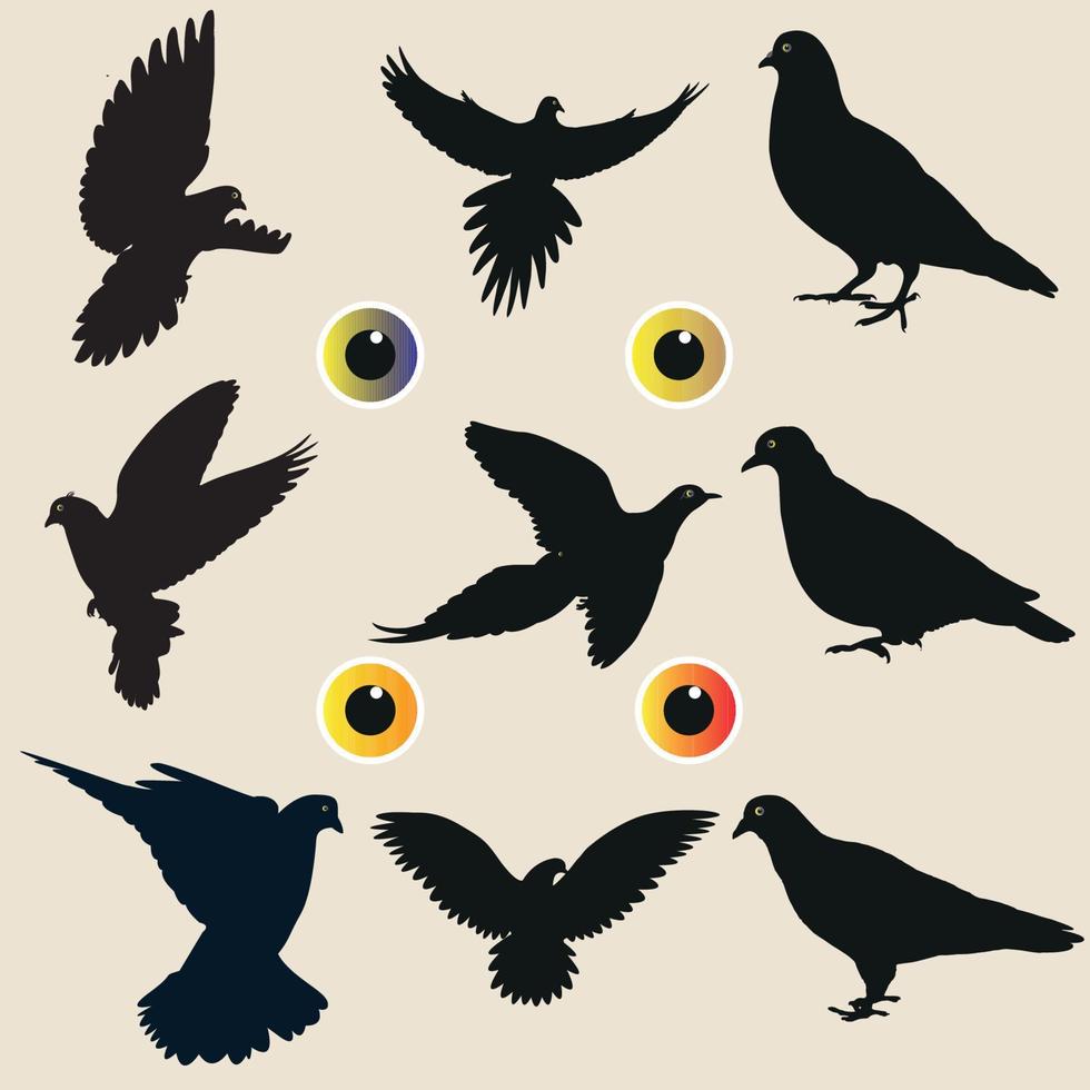 fliegende taube vögel silhouetten sammlung kostenloser vektor