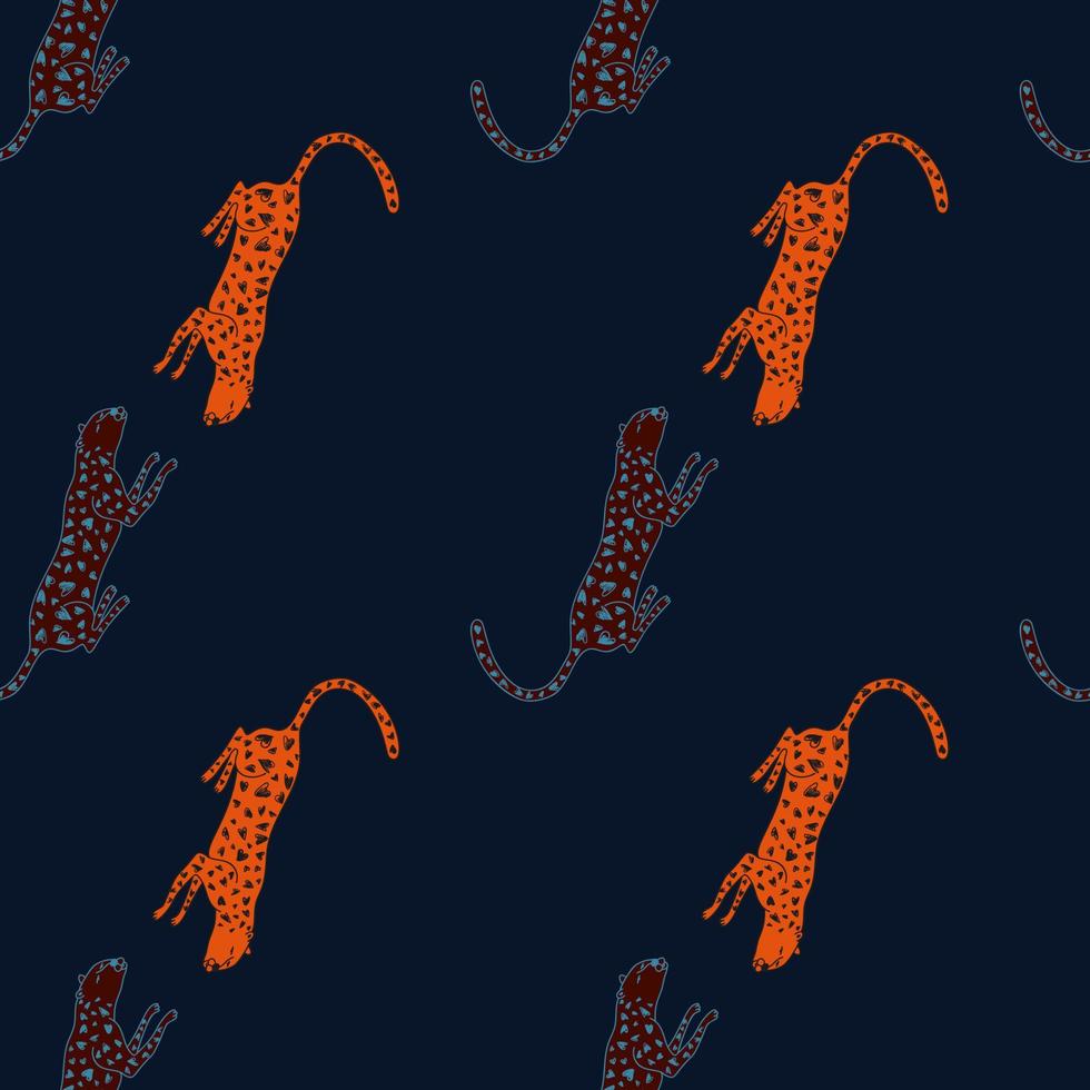 doodle cheetah seamless mönster. handritad söt leopard oändlig tapet. vilda djur bakgrund. vektor