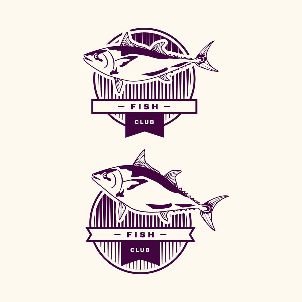 handritad platt design fiske logotyp mall. vektor. vektor