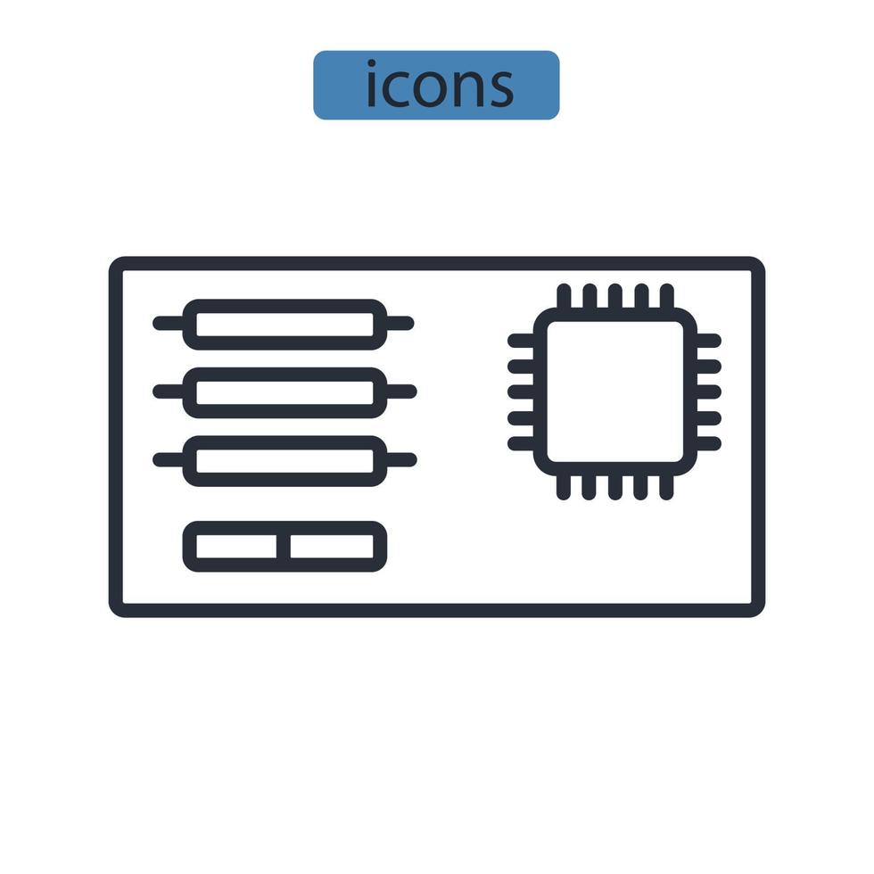 Motherboard-Symbole symbolisieren Vektorelemente für das Infografik-Web vektor