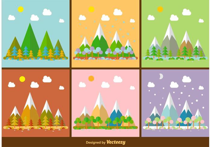 Seasonal Mountain Landscape illustrationer vektor