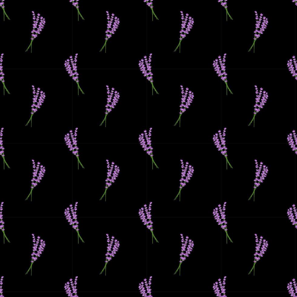 sömlösa mönster lavendel blommor mönster på svart background.floral vektor mönster