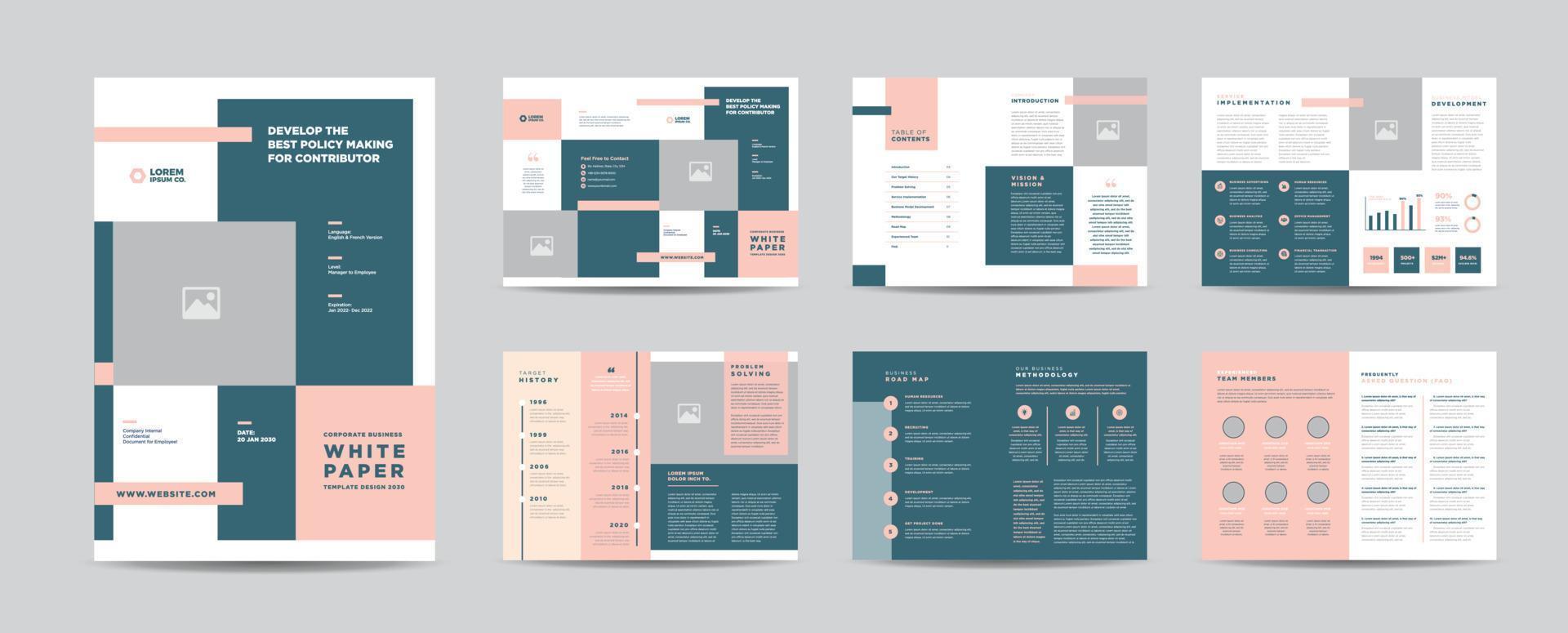 affärsvita papper och företagsinterna dokumentdesign eller broschyrdesign vektor
