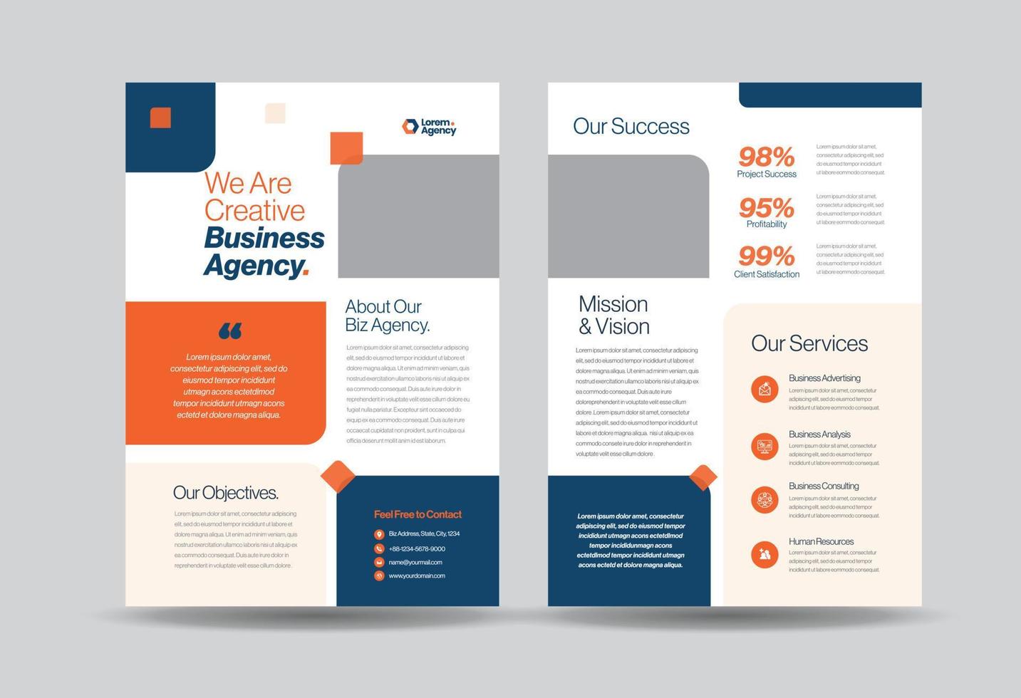 Corporate Business Flyer Design oder Handout und Faltblatt Design oder Marketing Sheet Broschüre Design vektor