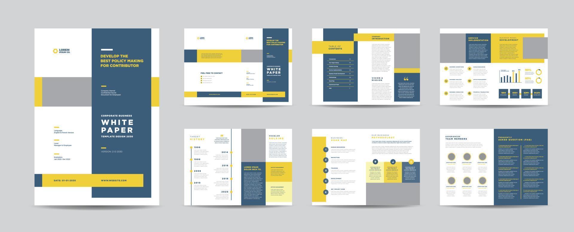 Business White Paper und unternehmensinternes Dokumentendesign oder Broschürendesign vektor