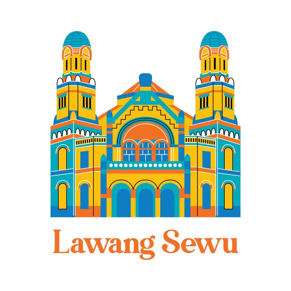 lawang sewu i platt designstil vektor