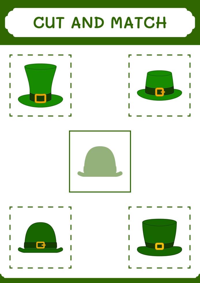 schneiden und passen teile von st. Patrick's Day Hut, Spiel für Kinder. Vektorillustration, druckbares Arbeitsblatt vektor