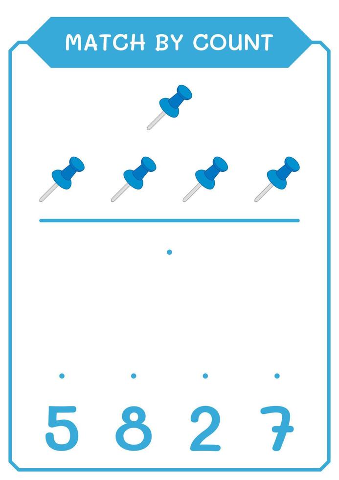 match efter antal trycknålar, spel för barn. vektor illustration, utskrivbart kalkylblad